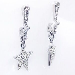 Swarovski Marked Silver Star Crystals Drop Dangle Earrings